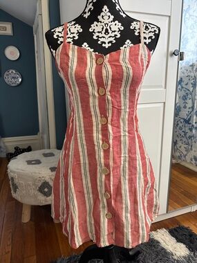 NWT Urban Outfitters Striped Red Button-Front Sundress
